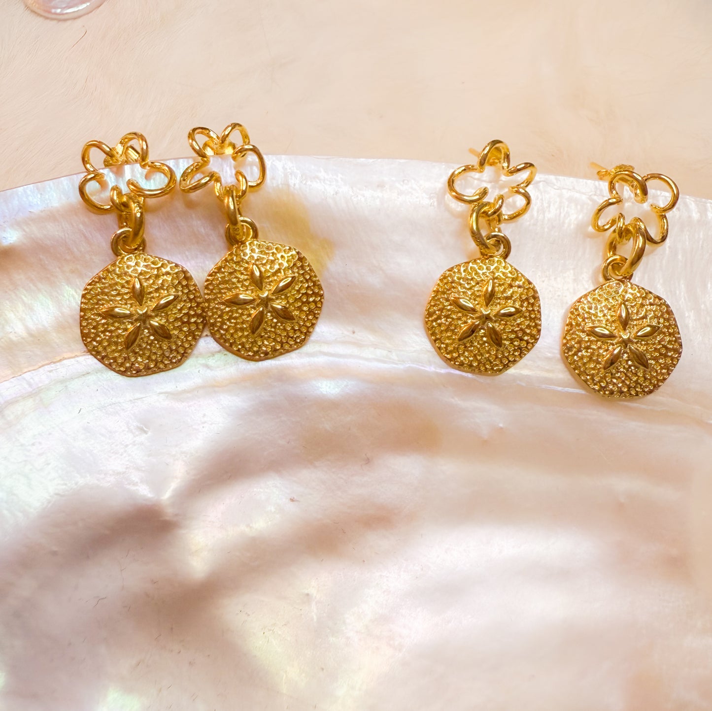 Cloud Sand Dollar Earrings – Gold Plated Sterling silver