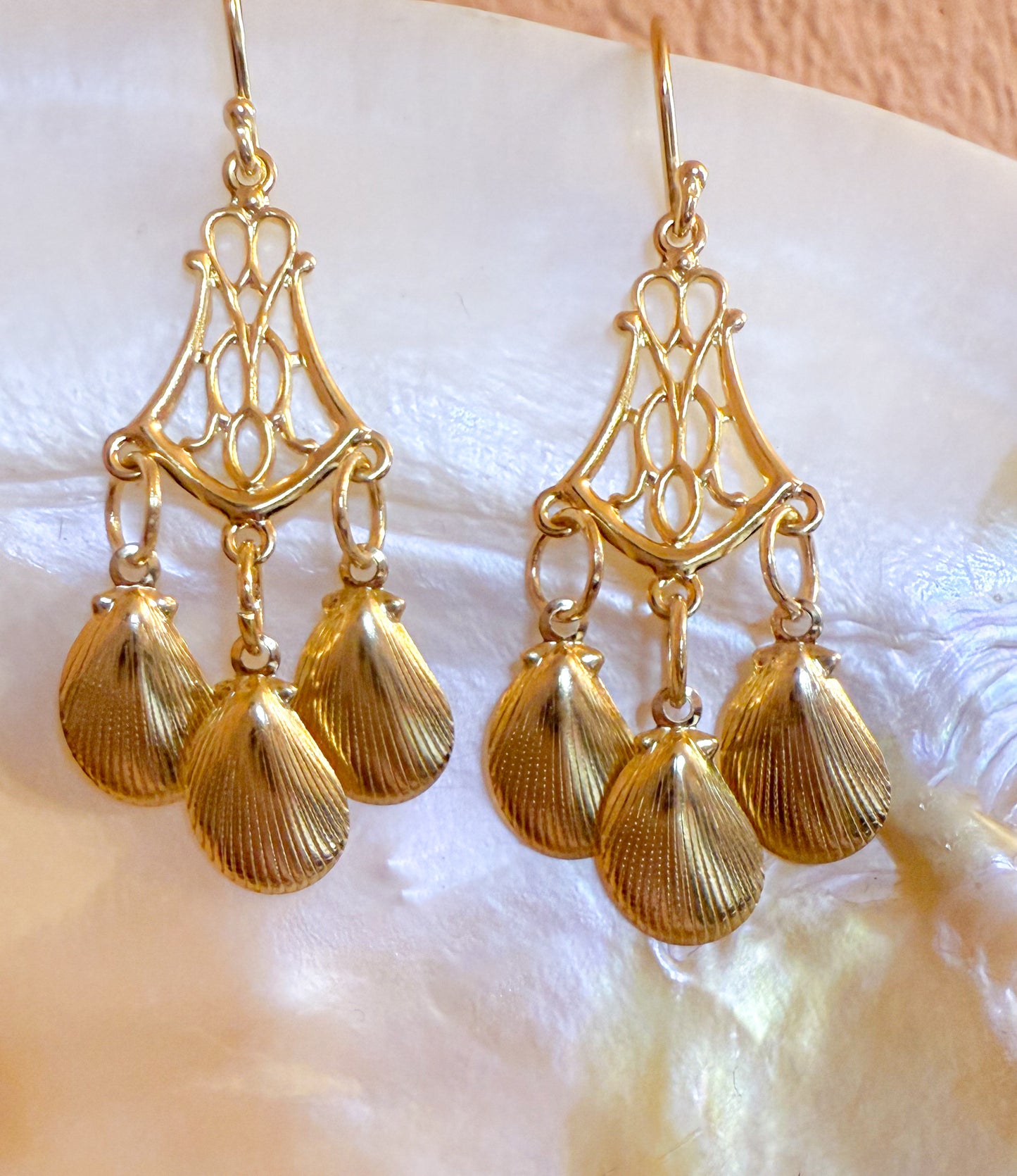 Golden Shell Chandelier Earrings – Gold Plated Sterling silver