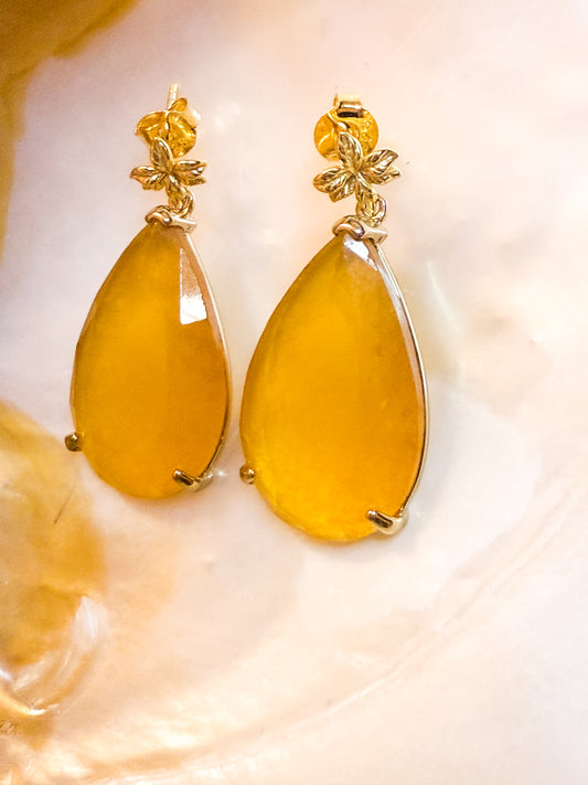 Natural gemstone Teardrop Earrings – Gold Plated
